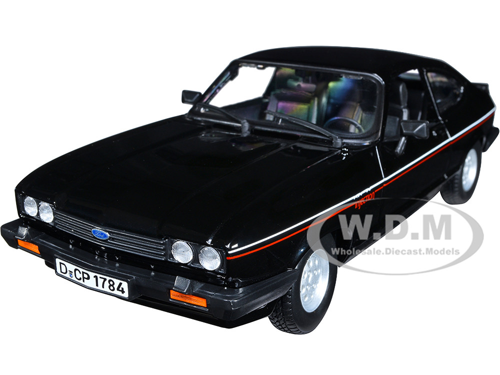 1982 Ford Capri Black with Stripes 1/24 Diecast Model Car by Bburago diecast model