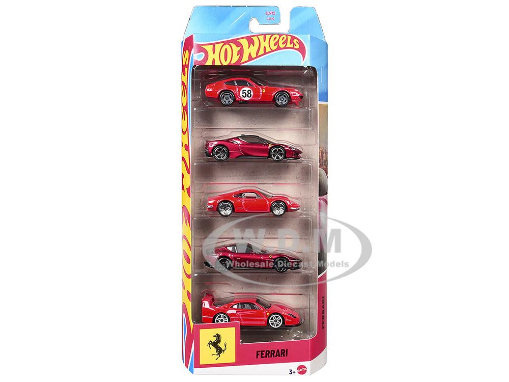 Ferrari 5 piece Set Diecast Model Cars by Hot Wheels diecast model