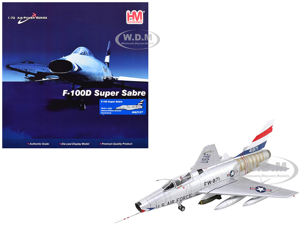 North American F-100 Super Sabre Fighter Aircraft "FW-871, National Military Museum, Soesterberg, Netherlands" United States Air Force "Air Power Series" 1/72 Diecast Model by Hobby Master diecast model