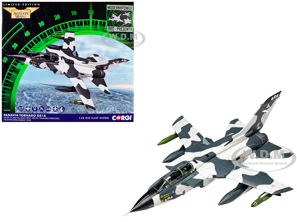 Panavia Tornado GR1A Aircraft "ZA371/C, No.II(AC) Sqn., Arctic Training Exercises, Norway" (1995) British Royal Air Force "The Aviation Archive" Series 1/48 Diecast Model by Corgi diecast model