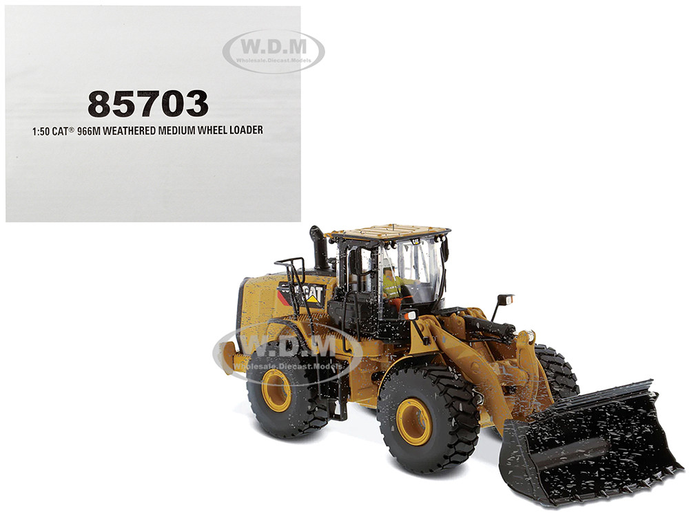 CAT Caterpillar 966M Wheel Loader with Operator (Dirty Version) "Weathered" Series 1/50 Diecast Model by Diecast Masters diecast model
