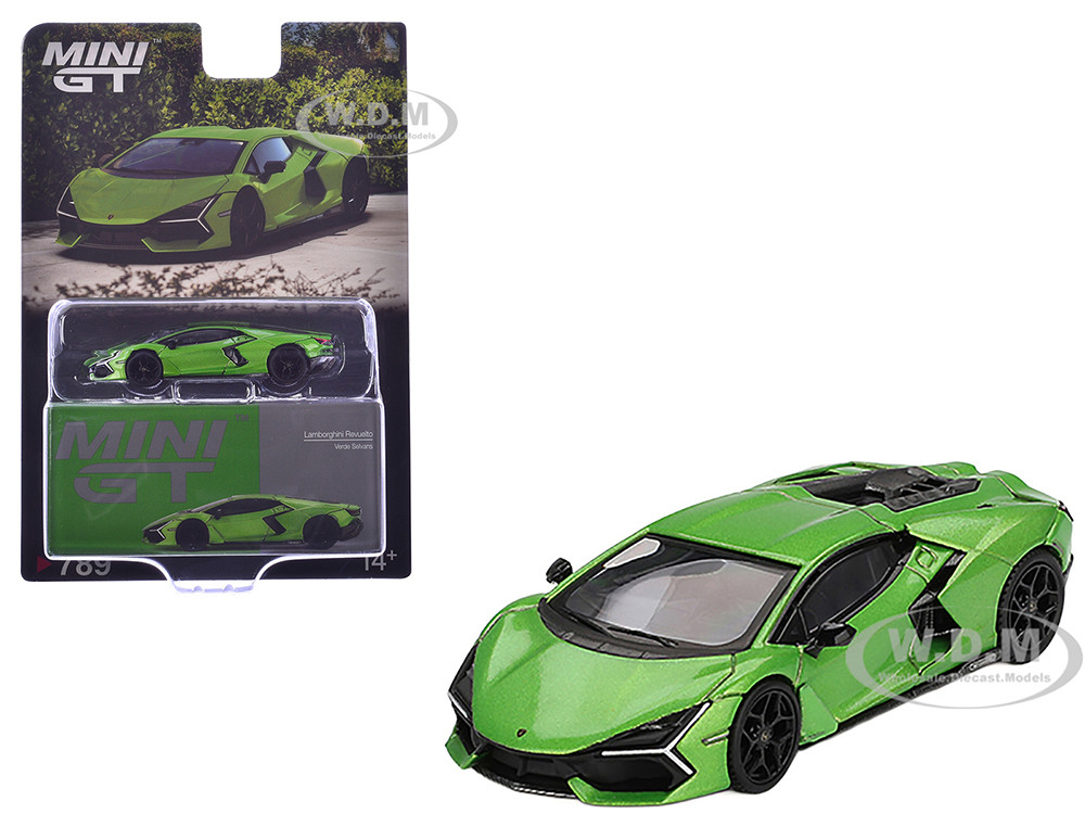 Lamborghini Revuelto Verde Selvans Green Metallic Limited Edition 1/64 Diecast Model Car by Mini GT diecast model