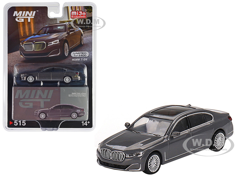 BMW 750Li xDrive Bernina Gray Amber Effect with Sunroof Limited Edition to 2400 pieces Worldwide 1/64 Diecast Model Car by Mini GT diecast model