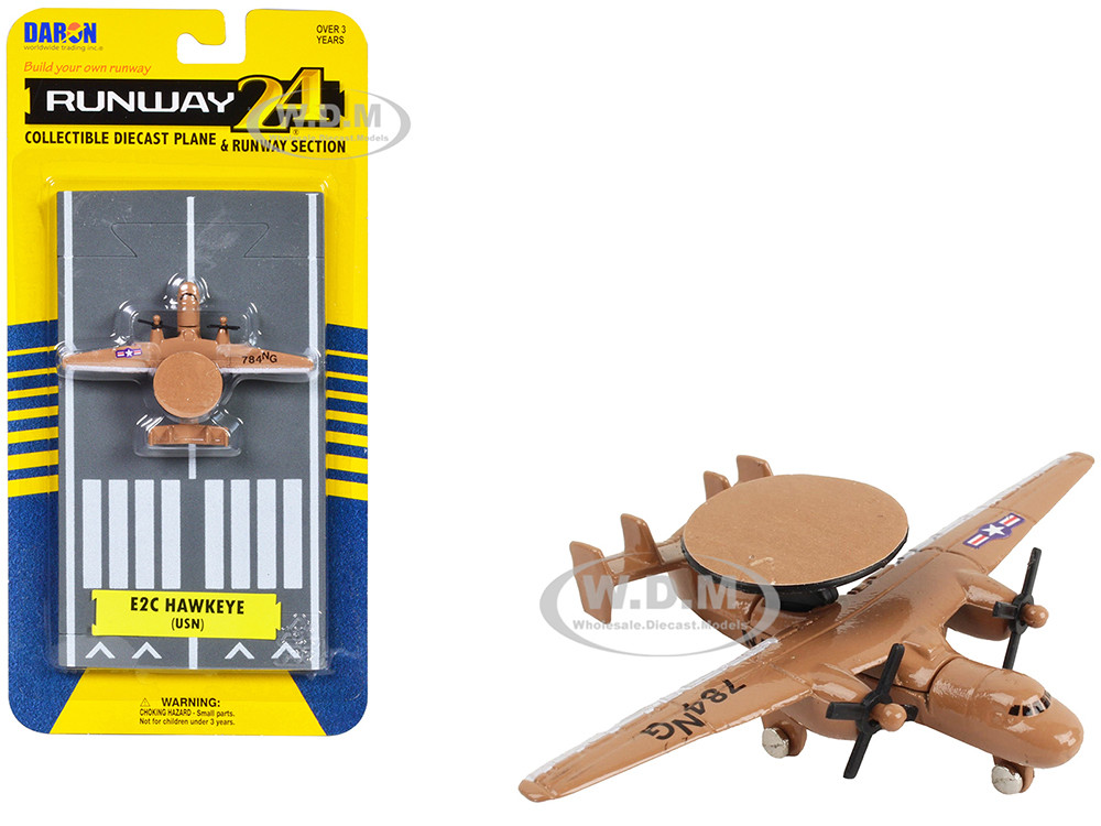 Northrop Grumman E-2C Hawkeye Aircraft Tan "United States Navy" with Runway Section Diecast Model Airplane by Runway24 diecast model