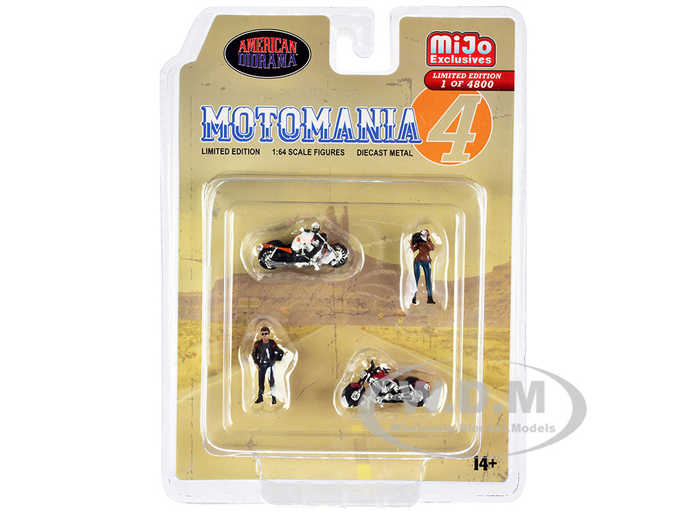 "Motomania 4" 4 piece Diecast Set (2 Figures and 2 Motorcycles) Limited Edition to 4800 pieces Worldwide for 1/64 Scale Models by American Diorama diecast model