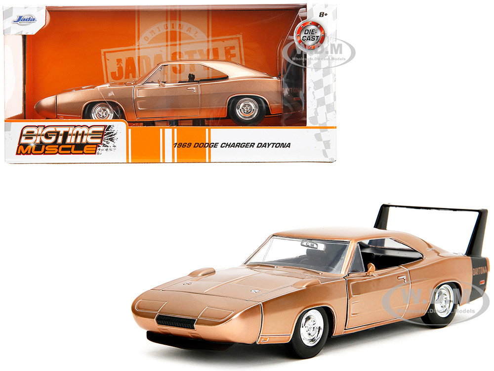 1969 Dodge Charger Daytona Bronze Metallic with Black Tail Stripe "Bigtime Muscle" Series 1/24 Diecast Model Car by Jada diecast model