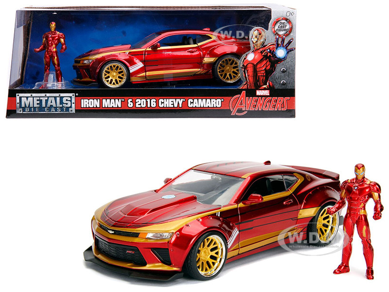 2016 Chevrolet Camaro with Iron Man Diecast Figure "Marvel" Series 1/24 Diecast Model Car by Jada diecast model