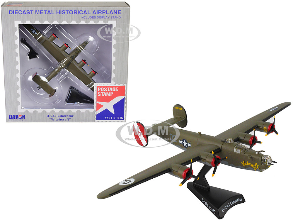 Consolidated B-24J Liberator Bomber Aircraft "Witchcraft, 467th Bomb Group, 790 Bomb Squadron" United States Army Air Forces 1/163 Diecast Model Airplane by Postage Stamp diecast model