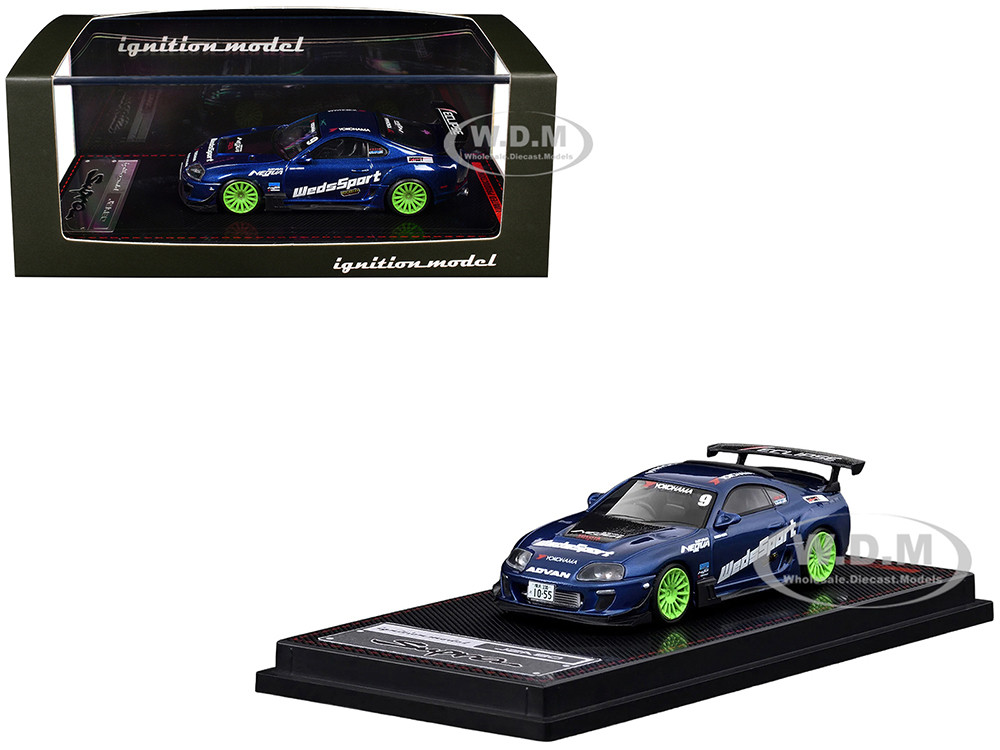 Toyota Supra (JZA80) RZ RHD (Right Hand Drive) #9 "WedsSport" Blue Metallic with Graphics 1/64 Diecast Model Car by Ignition Model diecast model