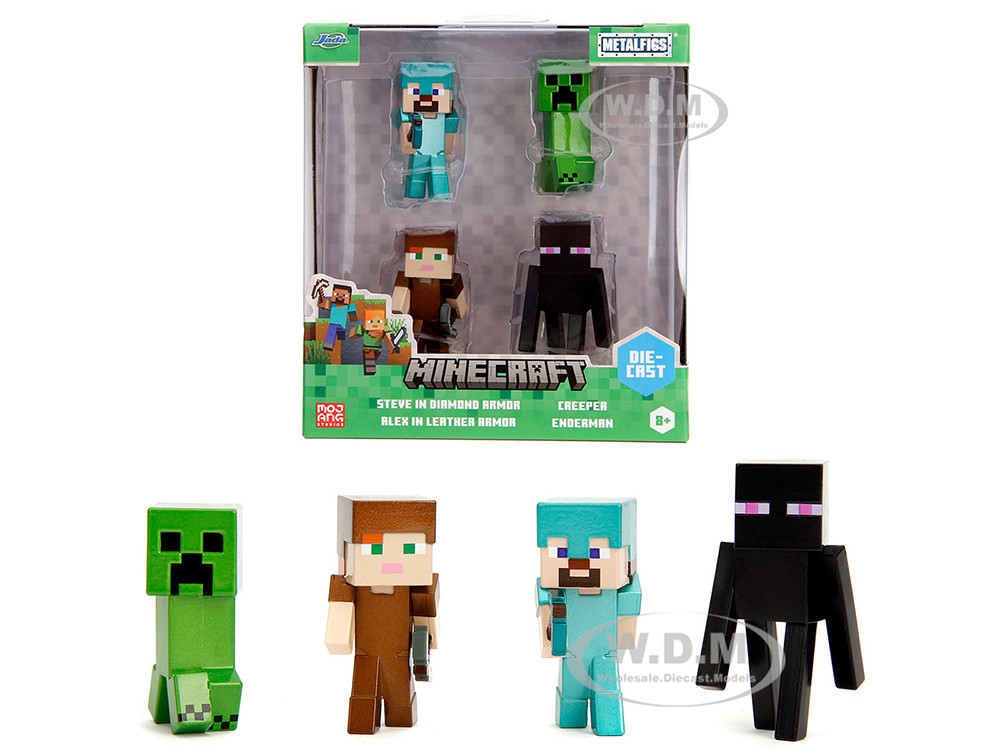Set of 4 Diecast Figures "Minecraft" Video Game Wave 3 "Metalfigs" Series Diecast models by Jada diecast model
