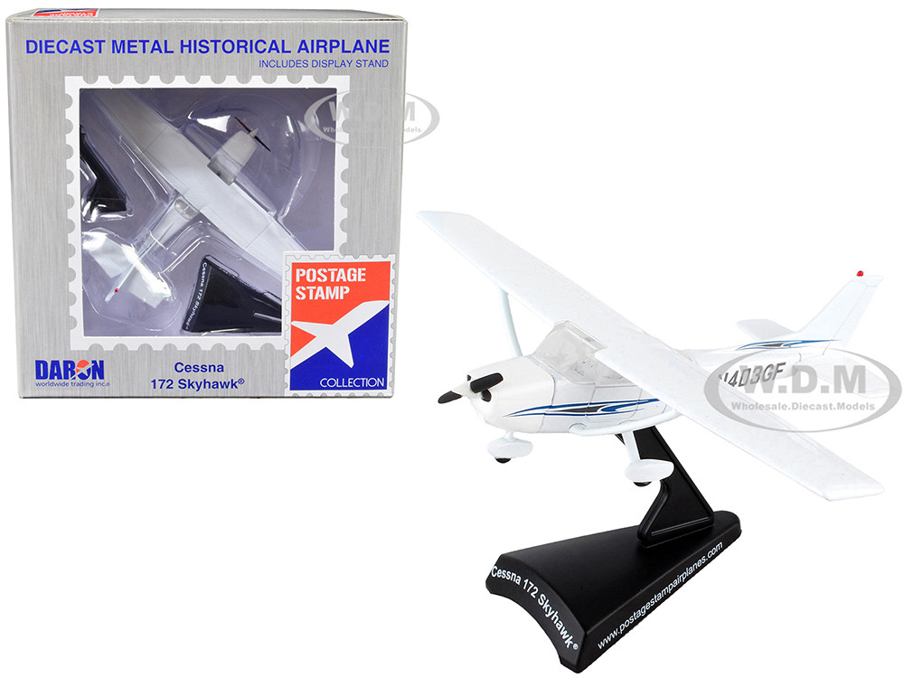 Cessna 172 Skyhawk Light Aircraft "N403GF" White 1/87 (HO) Diecast Model Airplane by Postage Stamp diecast model