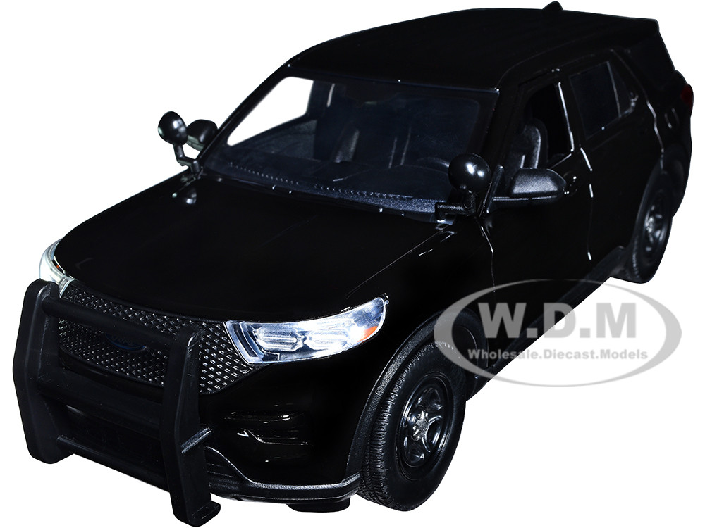 2022 Ford Police Interceptor Utility Unmarked Slick-Top Black 1/24 Diecast Model Car by Motormax diecast model