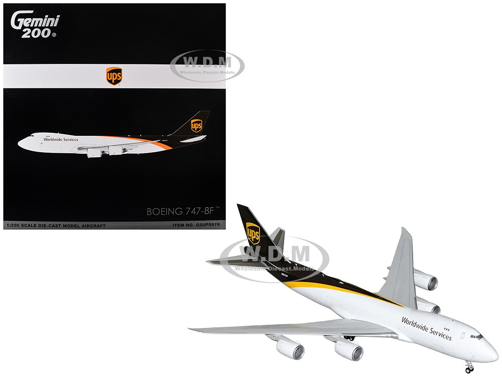 Boeing 747-8F Commercial Aircraft "UPS Worldwide Services" (N607UP) White with Brown Tail "Gemini 200" Series 1/200 Diecast Model Airplane by GeminiJets diecast model