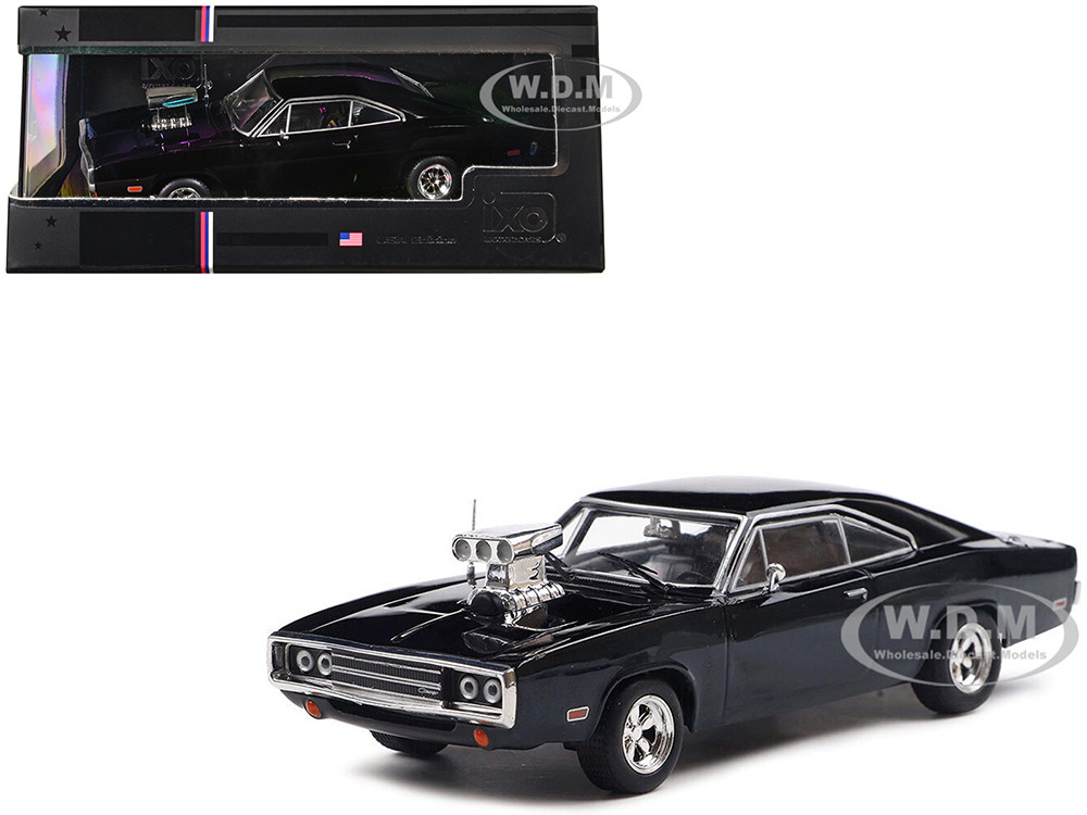 1970 Dodge Charger with Blown Engine Black 1/43 Diecast Model by IXO Models diecast model