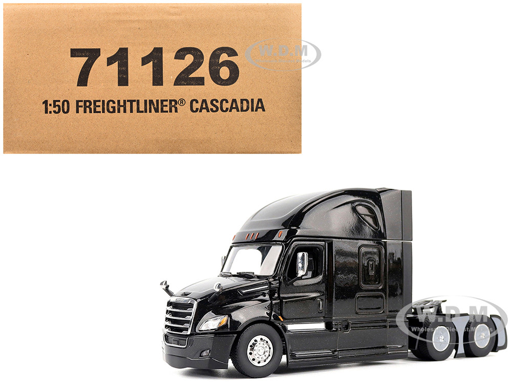 Freightliner New Cascadia Sleeper Cab Truck Tractor Black "Transport Series" 1/50 Diecast Model by Diecast Masters diecast model