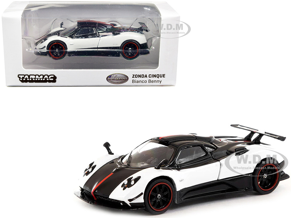 Pagani Zonda Cinque Bianco Benny White and Black "Global64" Series 1/64 Diecast Model Car by Tarmac Works diecast model