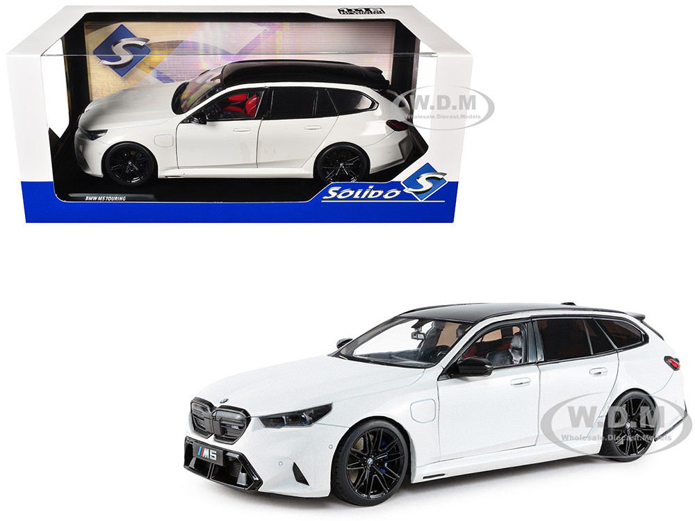 2025 BMW M5 Touring Alpine White with Black Top 1/18 Diecast Model Car by Solido diecast model