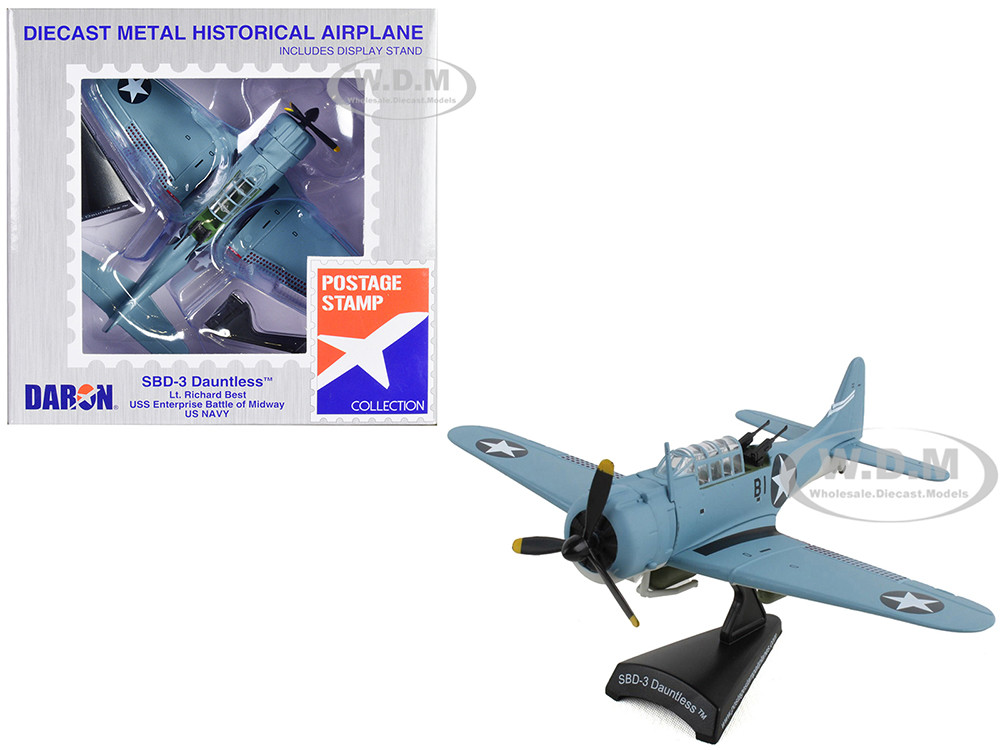 Douglas SBD-3 Dauntless Aircraft "Lt. Richard Best" United States Navy 1/87 Diecast Model Airplane by Postage Stamp diecast model