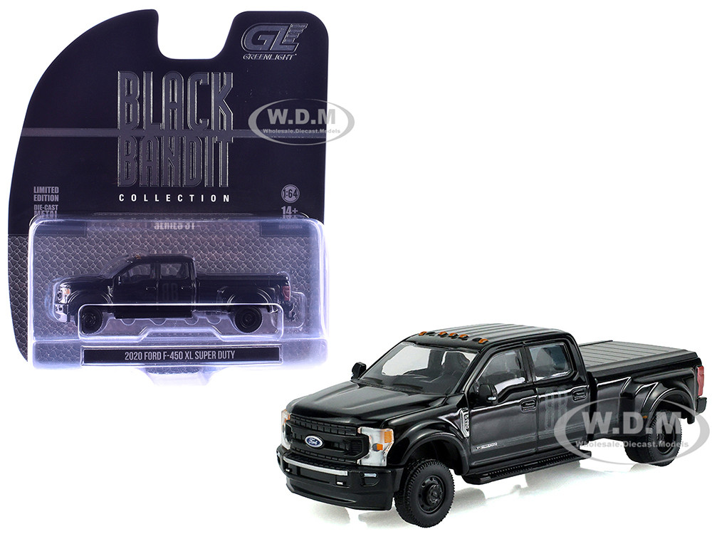2020 Ford F-450 XL Super Duty Pickup Truck Black "Black Bandit" Series 31 1/64 Diecast Model Car by Greenlight diecast model