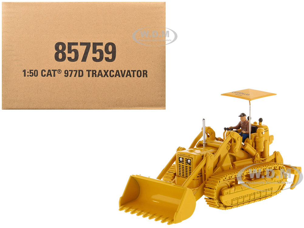 CAT Caterpillar 977D Traxcavator Yellow with Operator "Vintage Series" 1/50 Diecast Model by Diecast Masters diecast model