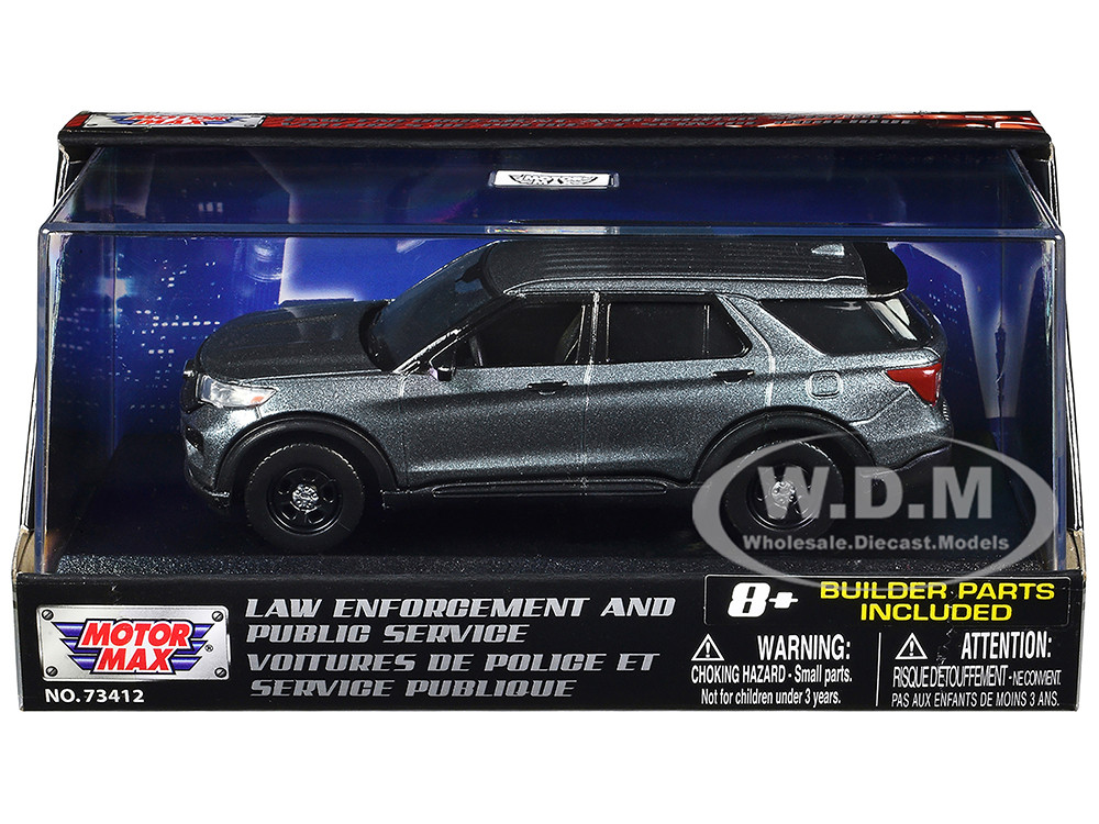 2022 Ford Police Interceptor Utility Gray Metallic Unmarked "Custom Builder's Kit" "Law Enforcement and Public Service" Series 1/43 Diecast Model Car by Motormax diecast model
