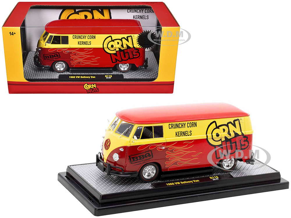 1960 Volkswagen Delivery Van Red and Yellow "Corn Nuts BBQ" Limited Edition to 6250 pieces Worldwide 1/24 Diecast Model Car by M2 Machines diecast model