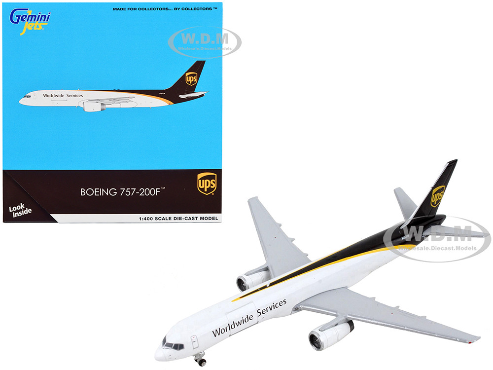 Boeing 757-200F Commercial Aircraft "UPS (United Parcel Service) - Worldwide Services" White and Dark Brown 1/400 Diecast Model Airplane by GeminiJets diecast model