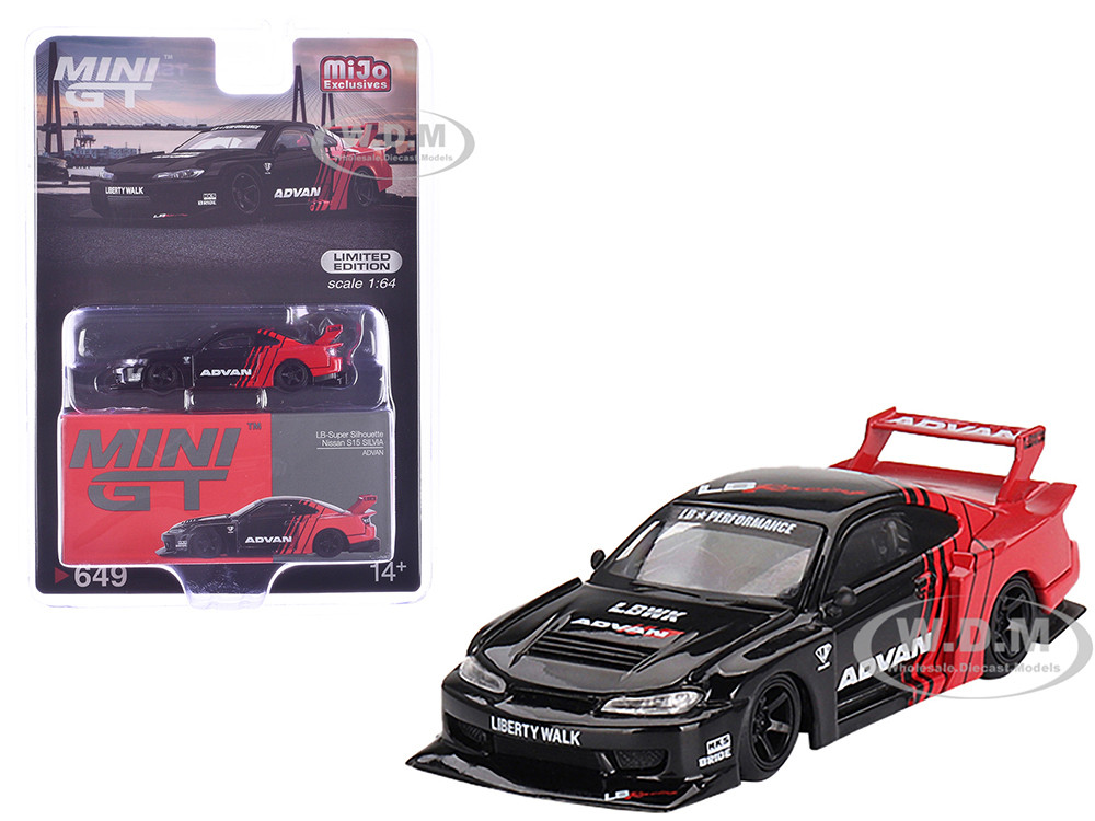 Nissan "LB-Super Silhouette" S15 SILVIA RHD (Right Hand Drive) Red and Black "ADVAN" Limited Edition 1/64 Diecast Model Car by Mini GT diecast model