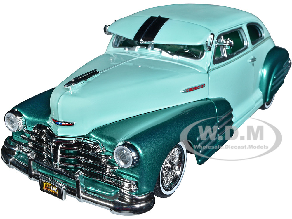 1948 Chevrolet Aerosedan Fleetside Lowrider Pastel Green and Green Metallic Two-Tone "Get Low" Series 1/24 Diecast Model Car by Motormax diecast model