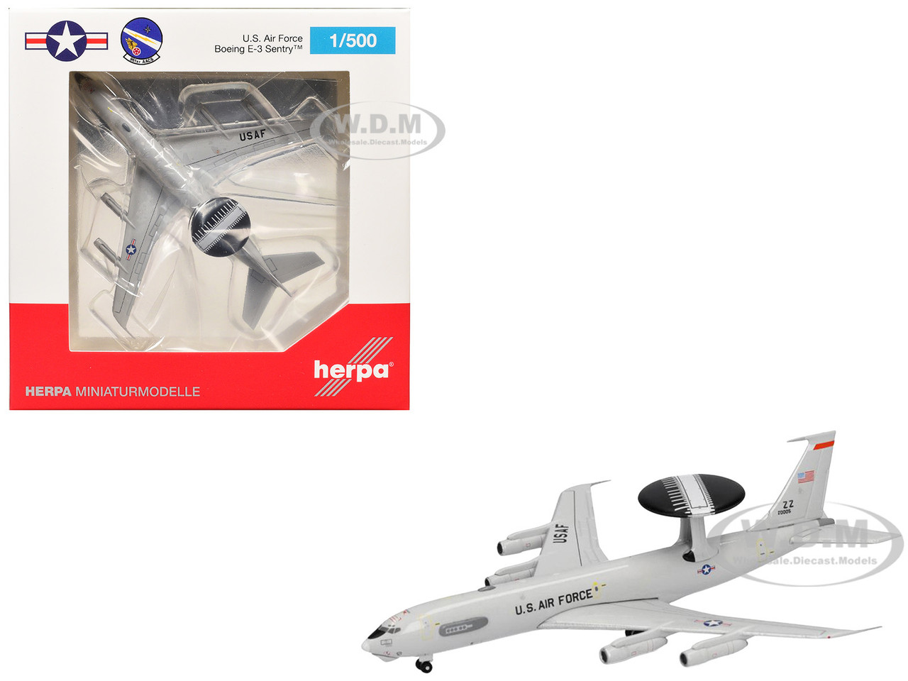 Boeing E-3 Sentry Aircraft "961st Airborne Air Control Squadron, Kadena Air Base" (81-0005) United States Air Force 1/500 Diecast Model Airplane by Herpa diecast model