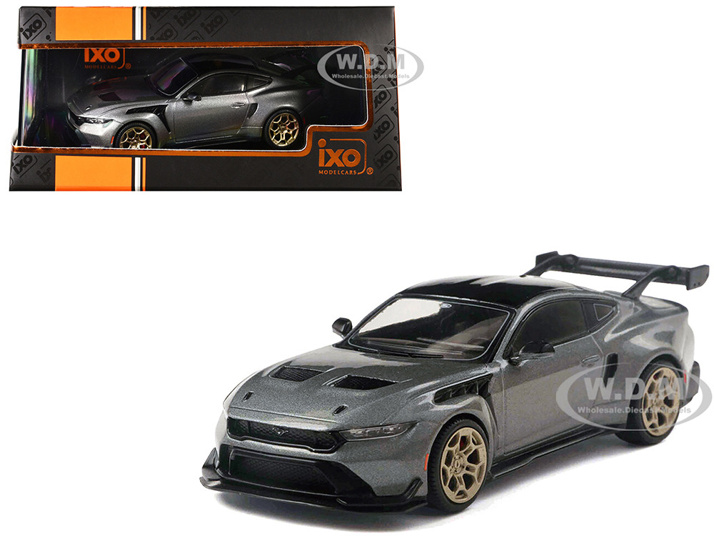 2025 Ford Mustang GTD Gray Metallic with Black Top 1/43 Diecast Model by IXO Models diecast model