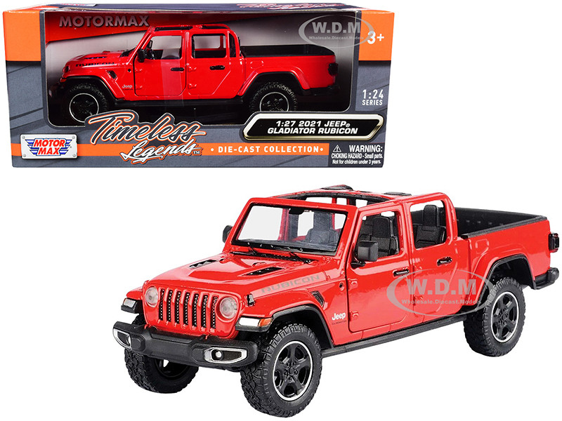 2021 Jeep Gladiator Rubicon (Open Top) Pickup Truck Red 1/24-1/27 Diecast Model Car by Motormax diecast model