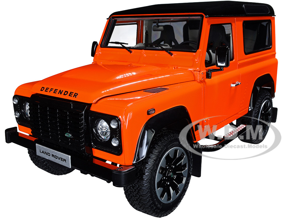 Land Rover Defender 90 Works V8 Bright Orange with Gloss Black Top "70th Edition" 1/18 Diecast Model Car by LCD Models diecast model