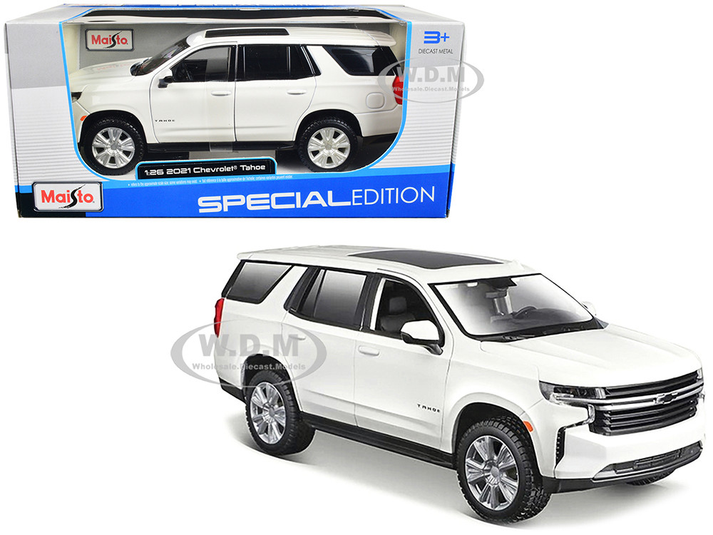 2021 Chevrolet Tahoe White with Sunroof "Special Edition" 1/26 Diecast Model Car by Maisto diecast model