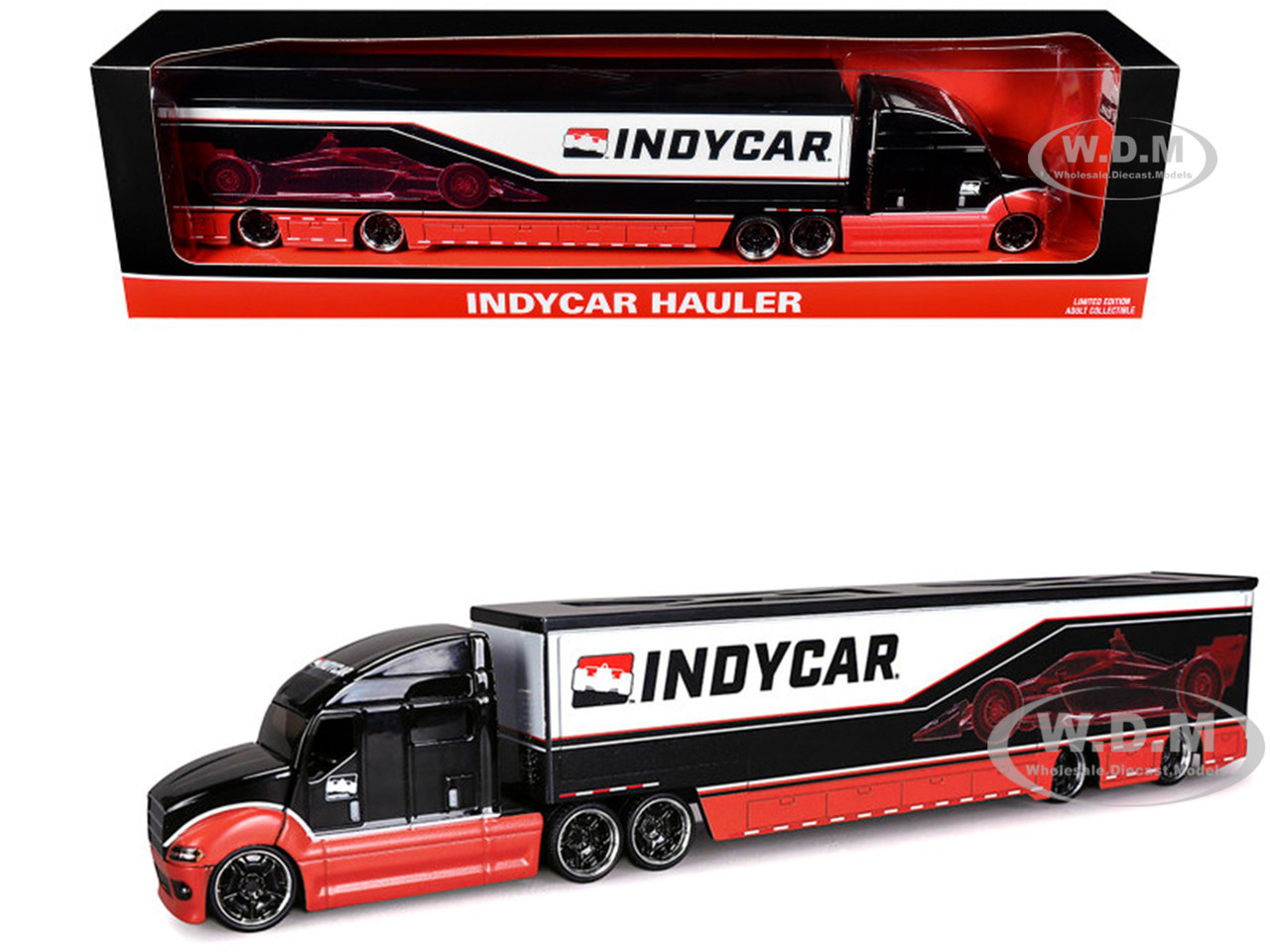 IndyCar Hauler Black and Red with Graphics 1/64 Diecast Model by IXO Models diecast model