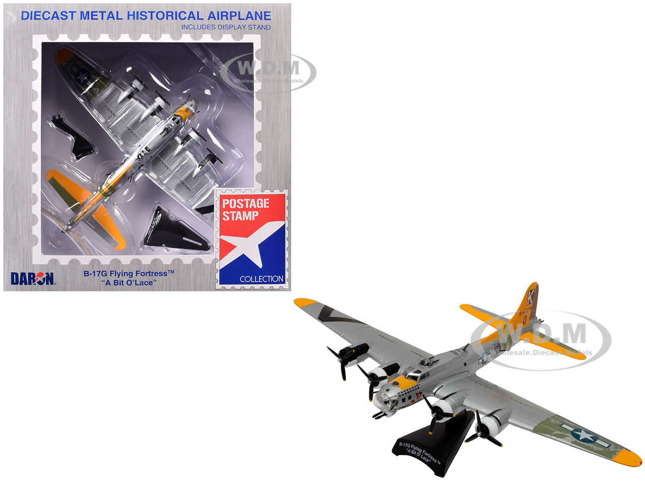 Boeing B-17G Flying Fortress Bomber Aircraft "A Bit o Lace" United States Air Corps 1/155 Diecast Model Airplane by Postage Stamp diecast model