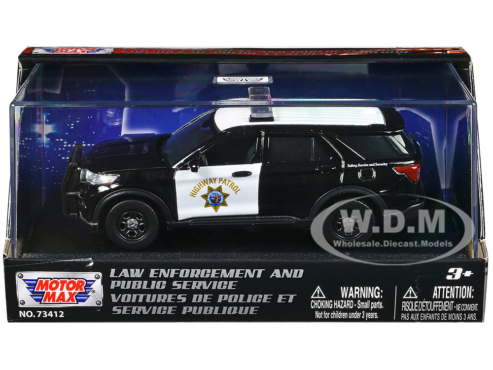 2022 Ford Police Interceptor Utility "California Highway Patrol" Black and White "Law Enforcement and Public Service" Series 1/43 Diecast Model Car by Motormax diecast model