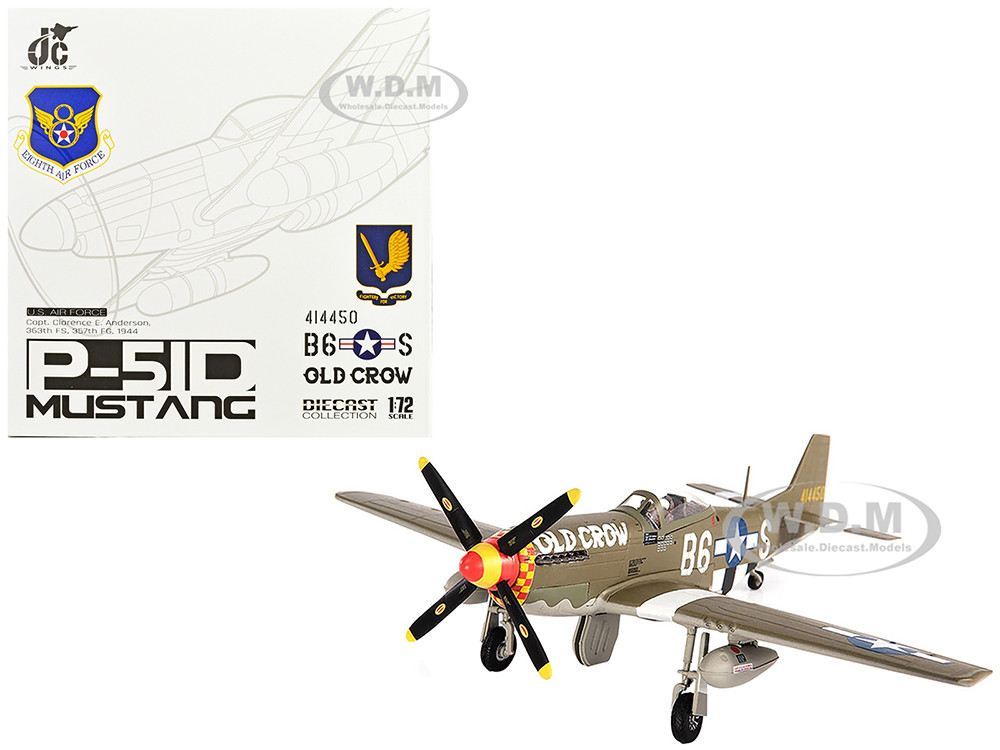 North American P-51D Mustang Fighter Aircraft "Captain Clarence E. Anderson, 363rd FS, 357th FG, Old Crow" (1944) United States Air Force 1/72 Diecast Model by JC Wings diecast model