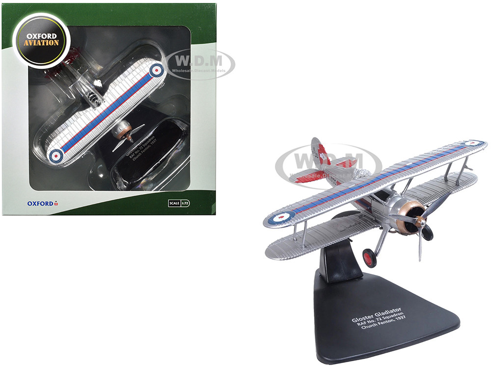 Gloster Gladiator Fighter Aircraft "No. 72 Squadron, Church Fenton" (1937) British Royal Air Force "Oxford Aviation" Series 1/72 Diecast Model Airplane by Oxford Diecast diecast model
