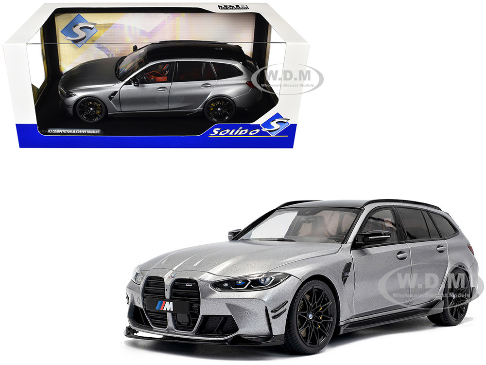 2024 BMW M3 Competition M xDrive Touring Frozen Pure Gray Metallic with Black Top 1/18 Diecast Model Car by Solido diecast model