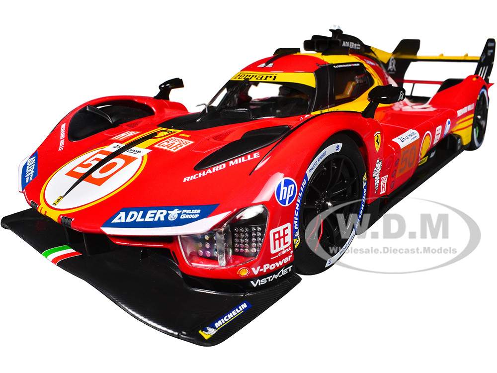 Ferrari 499P #50 Antonio Fuoco - Miguel Molina - Nicklas Nielsen "Ferrari AF Corse" Winner "24 Hours of Le Mans" (2024) "Racing" Series 1/18 Diecast Model Car by Bburago diecast model