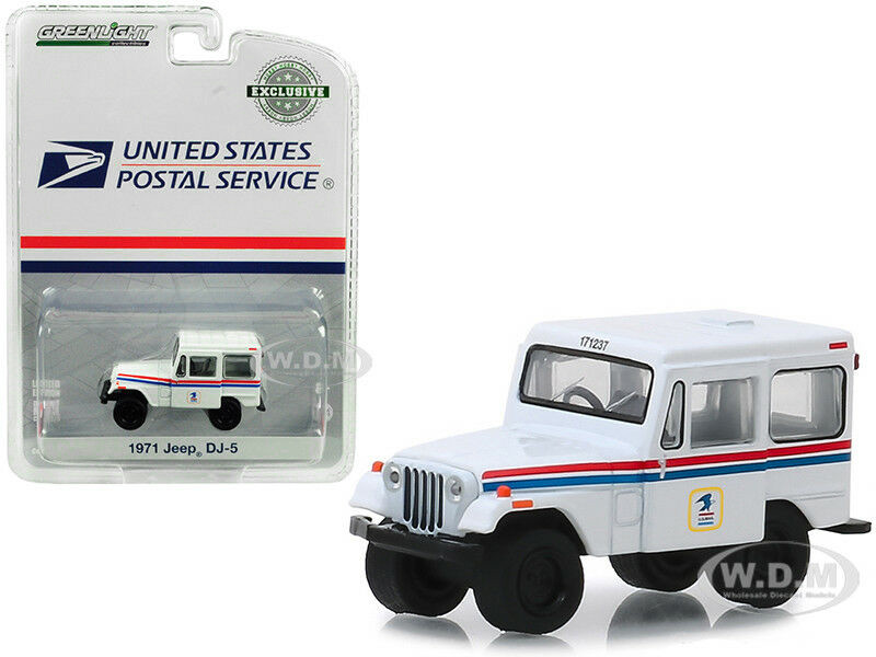 1971 Jeep DJ-5 White "United States Postal Service" (USPS) "Hobby Exclusive" 1/64 Diecast Model Car by Greenlight diecast model