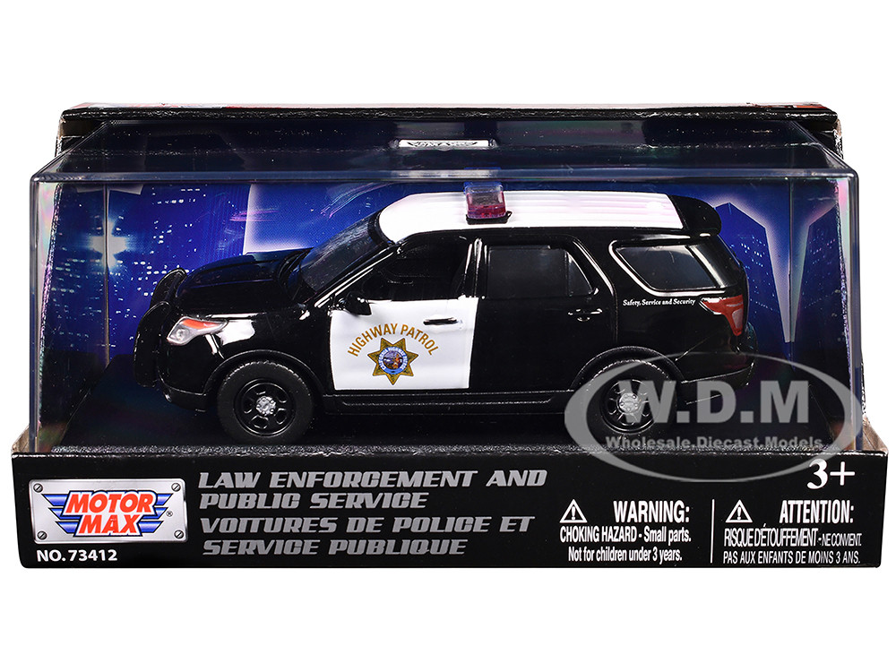 2015 Ford Police Interceptor Utility "California Highway Patrol" Black and White "Law Enforcement and Public Service" Series 1/43 Diecast Model Car by Motormax diecast model