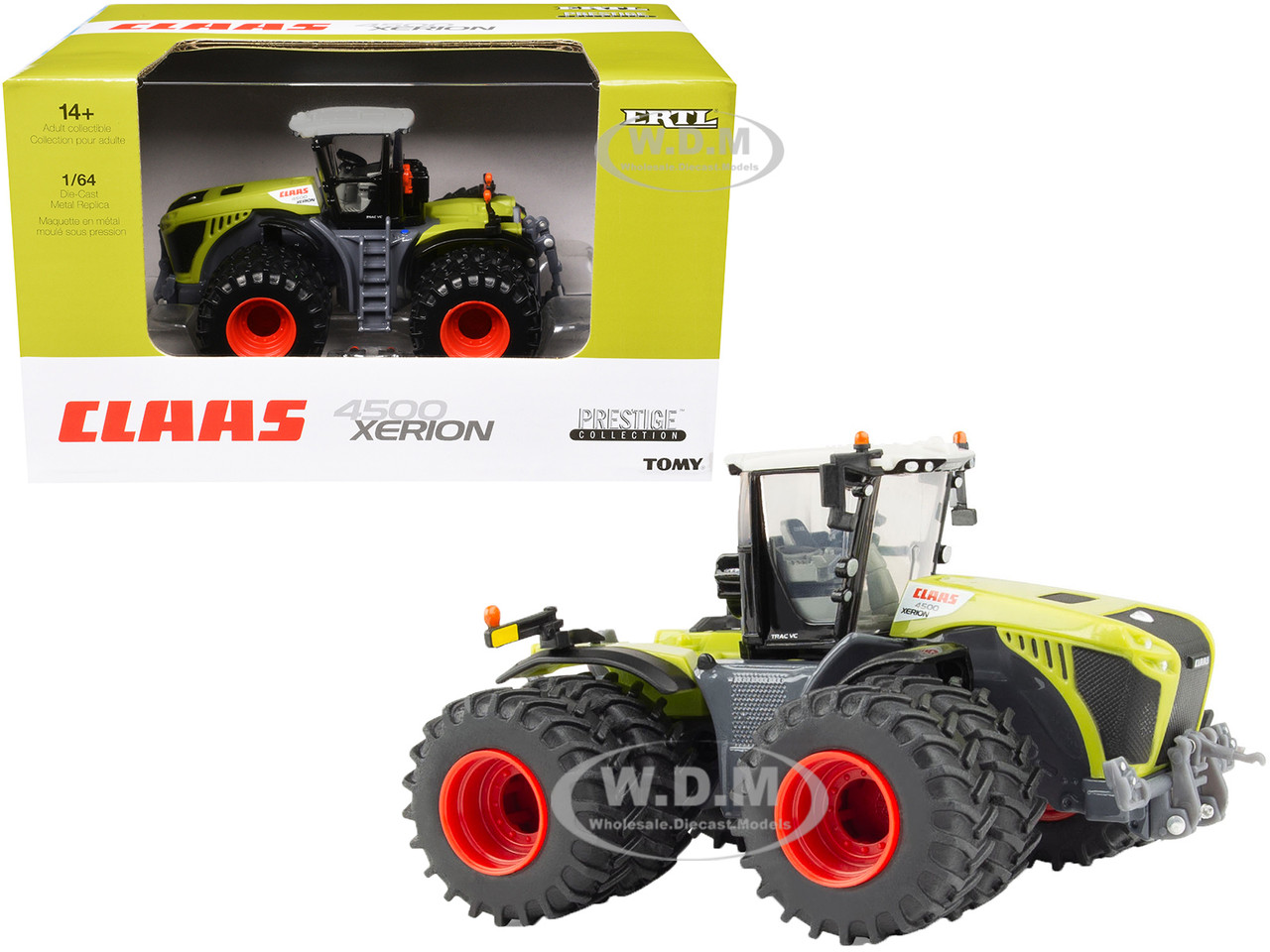 Claas 4500 Xerion Tractor with Dual Wheels Green with Gray Top "Prestige Collection" 1/64 Diecast Model by ERTL TOMY diecast model