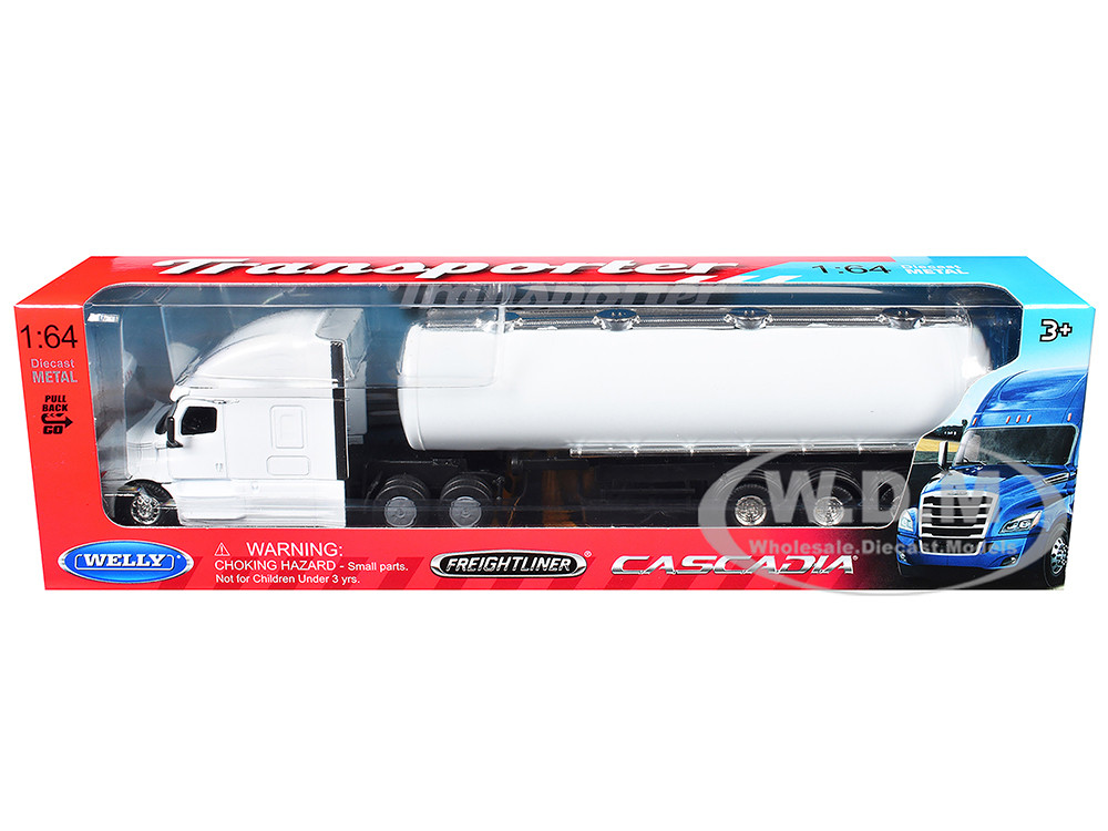 Freightliner Cascadia Oil Tanker Plain White "Transporter" Series 1/64 Diecast Model by Welly diecast model