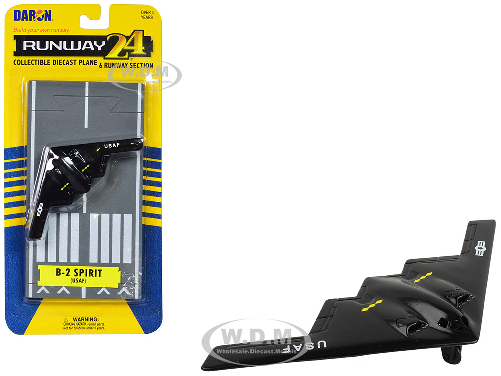 Northrop Grumman B-2 Spirit Stealth Aircraft Black "United States Air Force" with Runway Section Diecast Model Airplane by Runway24 diecast model