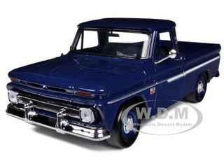 1966 Chevrolet C10 Fleetside Pickup Truck Dark Blue 1/24 Diecast Car Model by Motormax diecast model