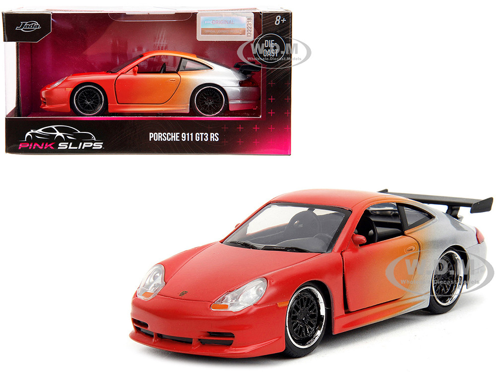 Porsche 911 GT3 RS Matt Orange and Silver Metallic "Pink Slips" Series 1/32 Diecast Model Car by Jada diecast model