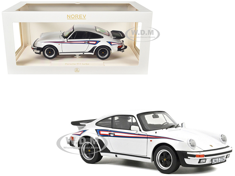 1980 Porsche 911 Turbo 3.3 White with Blue and Red Graphics 1/18 Diecast Model Car by Norev diecast model