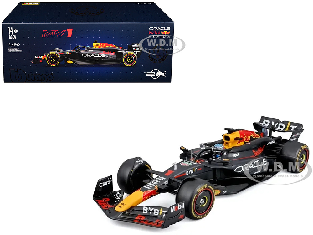 Red Bull Racing RB20 #1 Max Verstappen "Oracle" Winner Formula One F1 Championship "Drivers' Champion" (2024) with Display Case 1/24 Diecast Model Car by Bburago diecast model